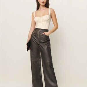 Reformation Odessa Satin Top Cream Tank Top